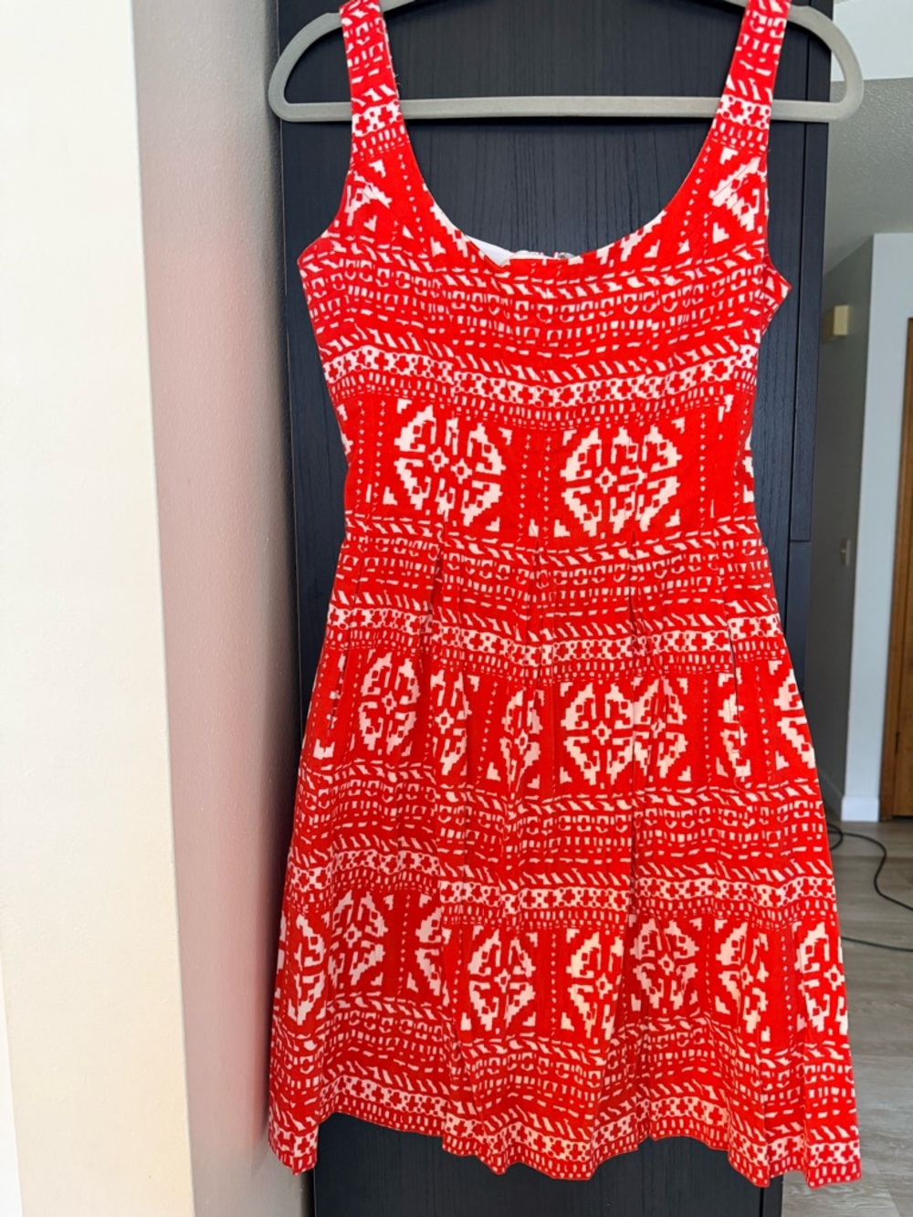 Nine West Red and White Patterned Mini Sundress